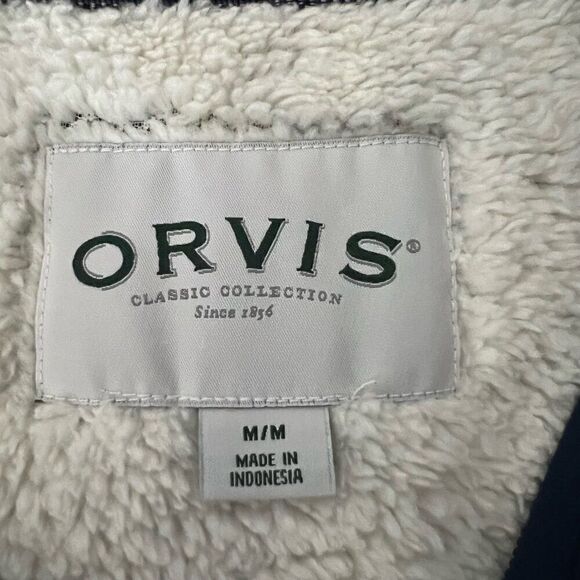 ORVIS Sweater Mens Sz M Blue 1/4 Zip Sherpa Long Sleeve Casual Outdoor Fall - Picture 8 of 12